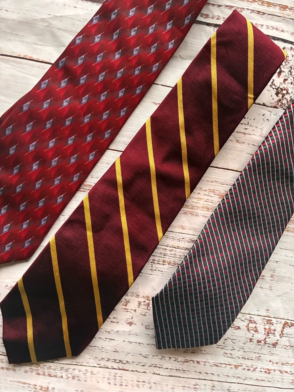 Men's Burgundy and Black Patterned Necktie Bundle